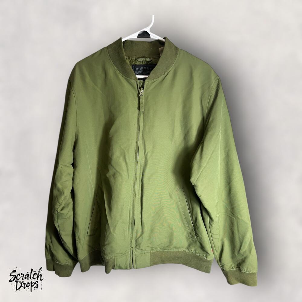 Levis Strauss Men's Green Bomber Jacket XL Casual Outerwear Size Extra Large